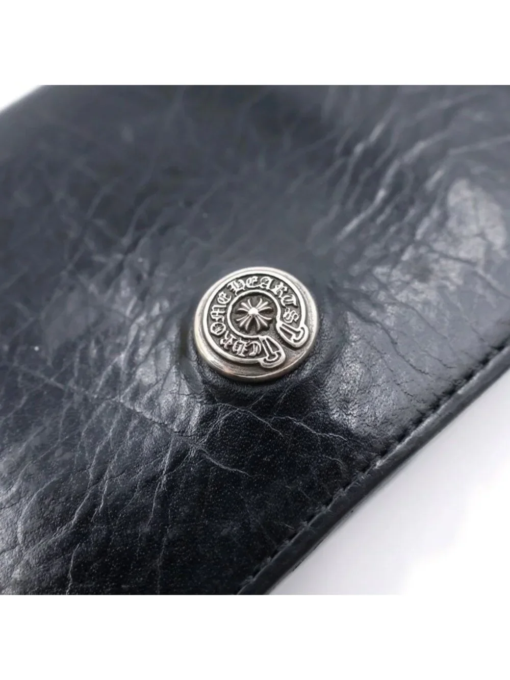 Chrome Hearts Open Wound Trifold Wallet Leather Black